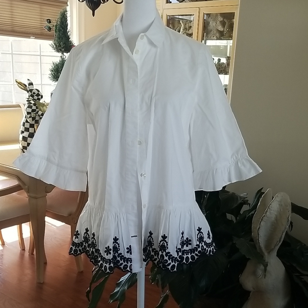 Kate Spade White Top with Gold Accents